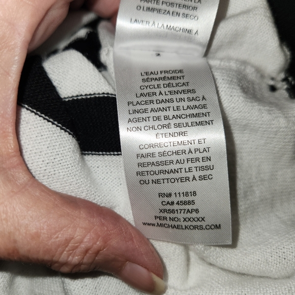 NWT Michael/Michael Kors Black/White Stripe Cardigan Gold Logo Buttons Size XL - Picture 9 of 11